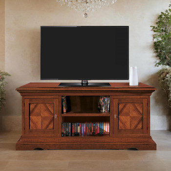 Base porta TV modello Fontana con legno intarsiato