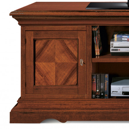Dettaglio Base porta TV modello Fontana con intarsi