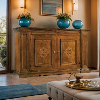 Credenza 2 porte con 2 cassetti, dettaglio intarsio