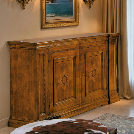 Credenza 2 porte con 2 cassetti, dettaglio legno intarsiato