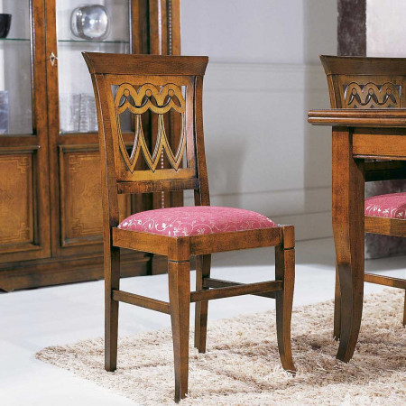 Vetrina 2 porte Bassano, dettaglio intarsio legno, vetri molati