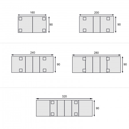 Tavolo rettangolare dublino 160/320x90