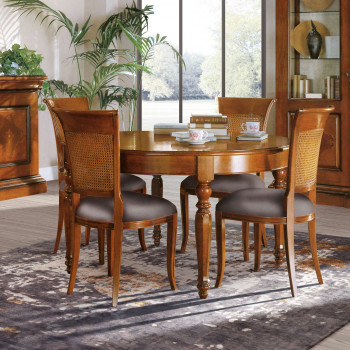 Tavolo rotondo allungabile intarsio Venezia ambientato