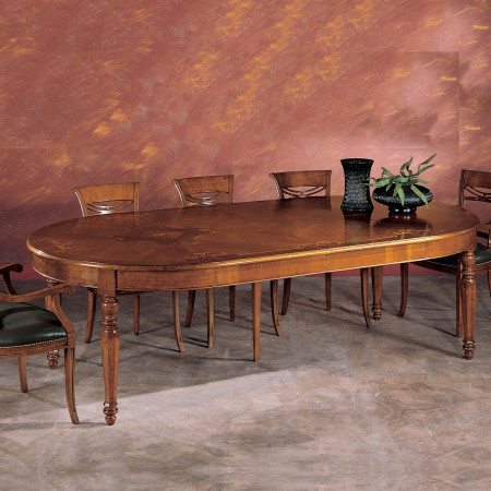 Tavolo rotondo allungabile 140x140 a 260x140 con intarsio
