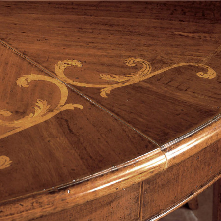 Dettaglio intarsio Tavolo rotondo allungabile 140x140 a 260x140