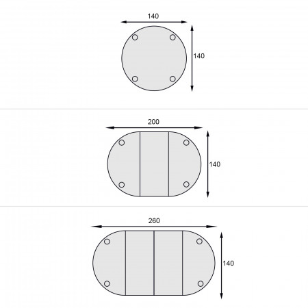 Tavolo rotondo ALLUNGABILE 140/260x140