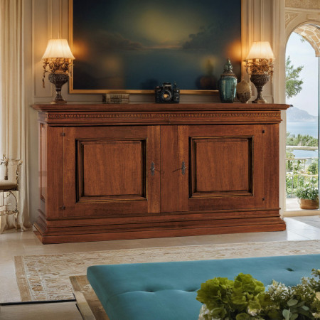 Credenza 2 porte e 2 cassetti, dettaglio ante riquadrate