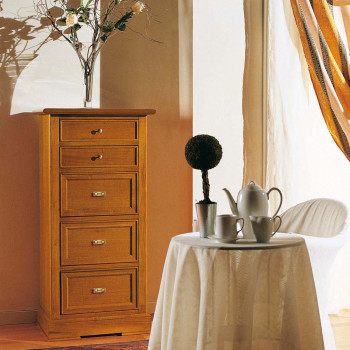 Cassettiera semplice 5 cassetti in legno massello