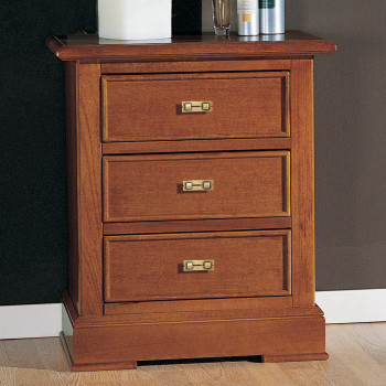 Comodino semplice 3 cassetti in legno noce