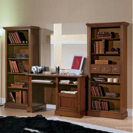 Scrivania per PC in legno di noce con librerie