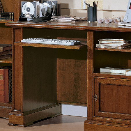 Scrivania per PC con porta tastiera in legno noce