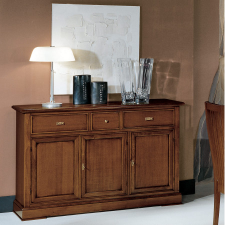 Credenza 3 ante 3 cassetti in toulipier, dettaglio frontale