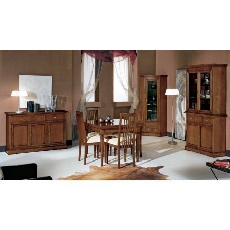 Credenza semplice 3 ante 3 cassetti, dettaglio ambientato