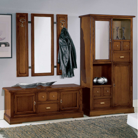Specchio rettangolare con cornice di legno massello appeso