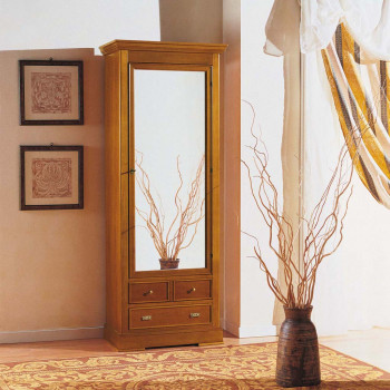 Armadietto 1 anta 2 cassetti con specchio decorativo