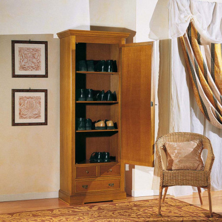Armadietto 1 anta 2 cassetti in legno noce tanganica