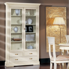 Specchio per credenza bianco con cornice legno