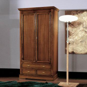 Armadio con portabiti, legno noce tanganica, dettaglio ante