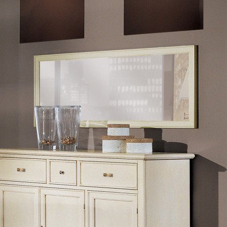 Specchio per credenza bianco con cornice legno