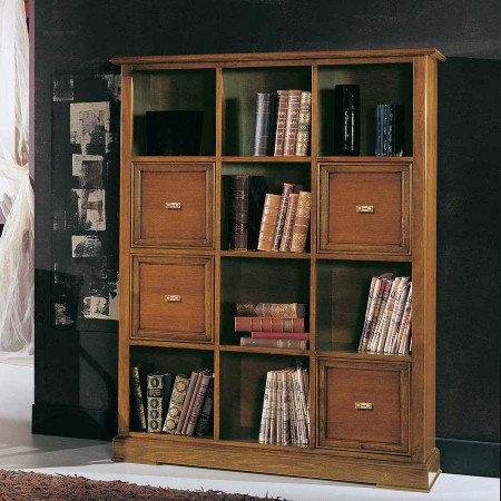Libreria 12 vani 4 cassetti in legno di noce