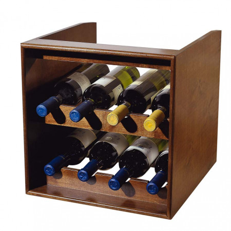 Libreria 12 vani 4 cassetti con dettagli legno noce