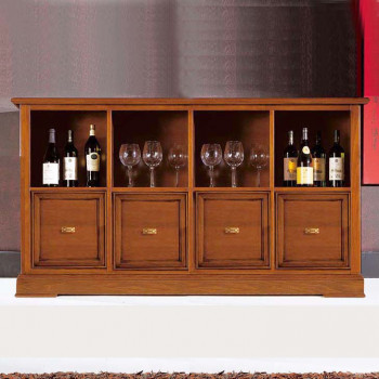 Libreria 8 vani e 4 cassetti, dettaglio porta bottiglie