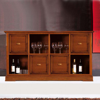 Libreria 8 vani 4 cassetti, dettaglio legno e vani