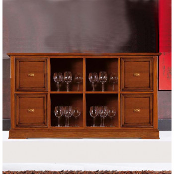 Libreria 8 vani e 4 cassetti, dettaglio in noce