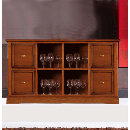 Libreria 8 vani e 4 cassetti, dettaglio in noce