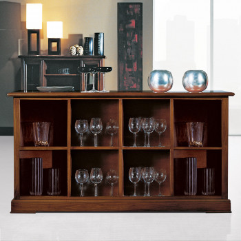 Libreria 8 vani a giorno con bicchieri e decanter