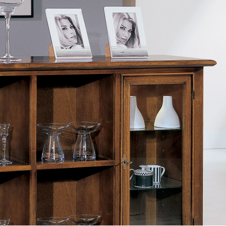 Credenza 2 porte vetro 4 vani legno noce tanganica