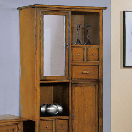 Mobiletto da entrata con specchio e cassetti in legno