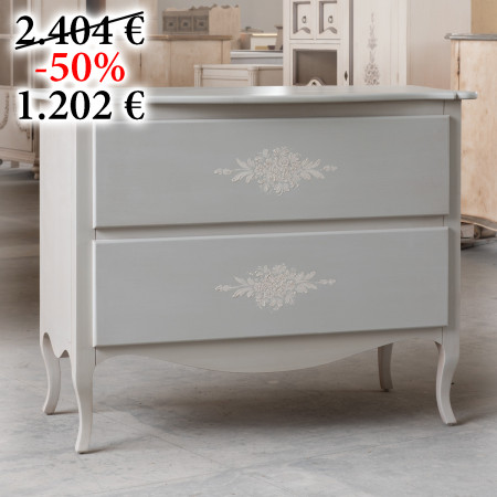 Comocino grigio cenere due cassetti decoro floreale