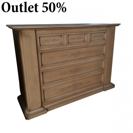 Comò 6 cassetti con decorazioni monocromatiche