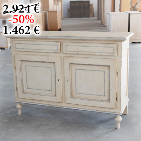 Credenza 2 ante 2 cassetti finitura toscana dettagli foglia argento anticato