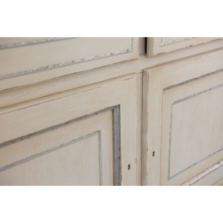 Credenza 2 ante 2 cassetti finitura toscana dettagli foglia argento anticato