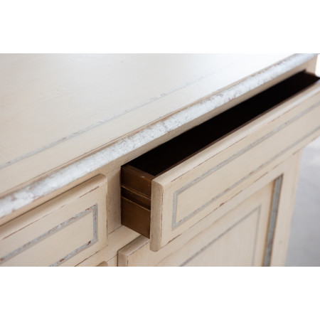 Credenza 2 ante 2 cassetti finitura toscana dettagli foglia argento anticato