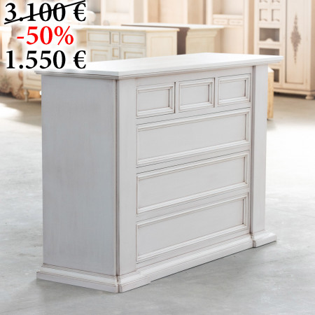 Comò 6 cassetti grigio cenere, dettaglio laterale