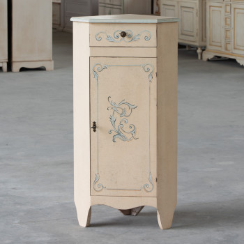 Angolo basso 1 anta 1 cassetto crema con decorazioni