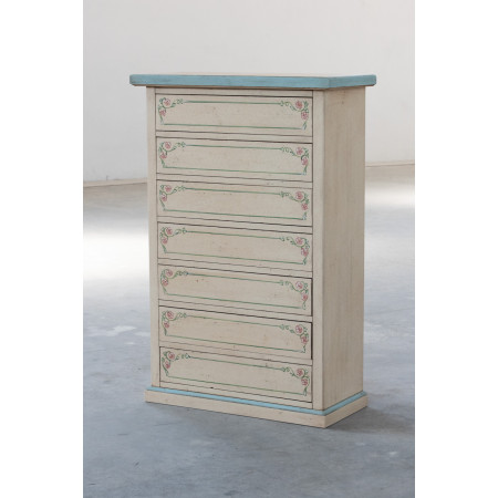 Cassettiera settimanale crema anticato, dettaglio floreale