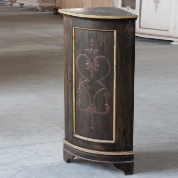 Angolo basso curvo 1 anta marrone antico dettaglio frontale