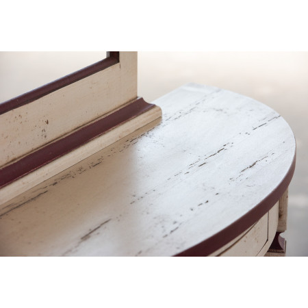 Consolle 1 cassetto avorio anticato, dettaglio piano in legno
