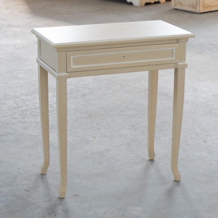Consolle 1 cassetto crema con dettagli bianchi in legno