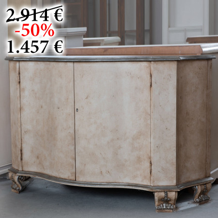 Credenza sagomata 2 ante avorio con dettagli argento