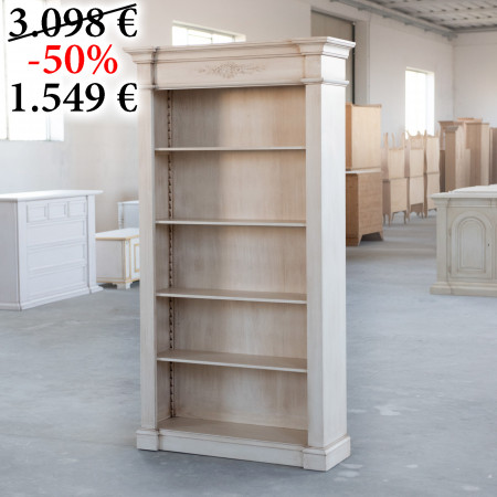 Libreria 4 ripiani avorio anticato, dettaglio decori