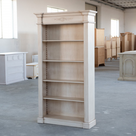 Libreria 4 ripiani avorio anticato, decorazioni eleganti