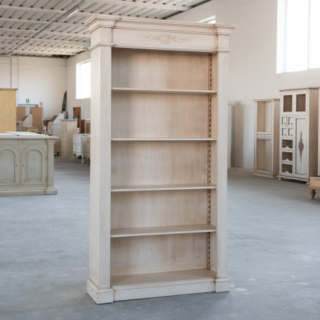 Libreria 4 ripiani avorio con decori in rilievo lato