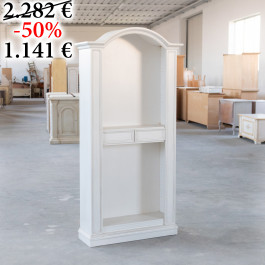 Libreria con volto 2 cassetti bianco patinato in studio