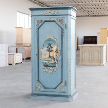 Armadio 1 anta celeste anticato con paesaggio dipinto