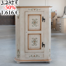 Armadio 1 anta avorio anticato, dettagli verdi e terracotta Armadio 1 anta 1 cassetto avorio anticato, ornati verdi e cornici terracotta